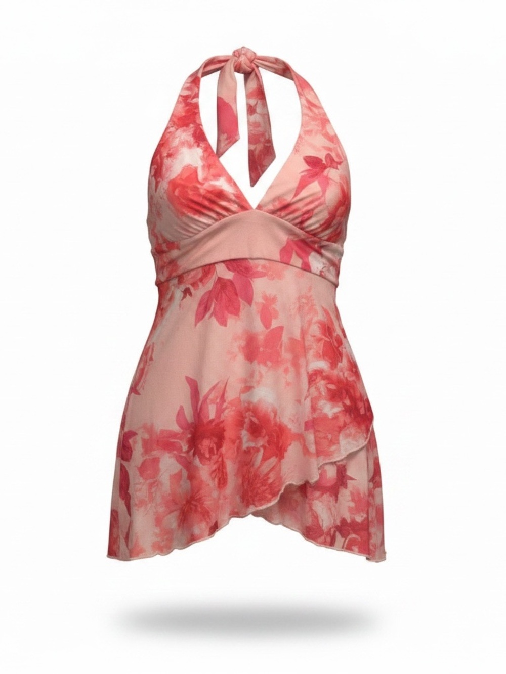 Electric Behaviour Y2K Style Pink Floral Halter Top size XL